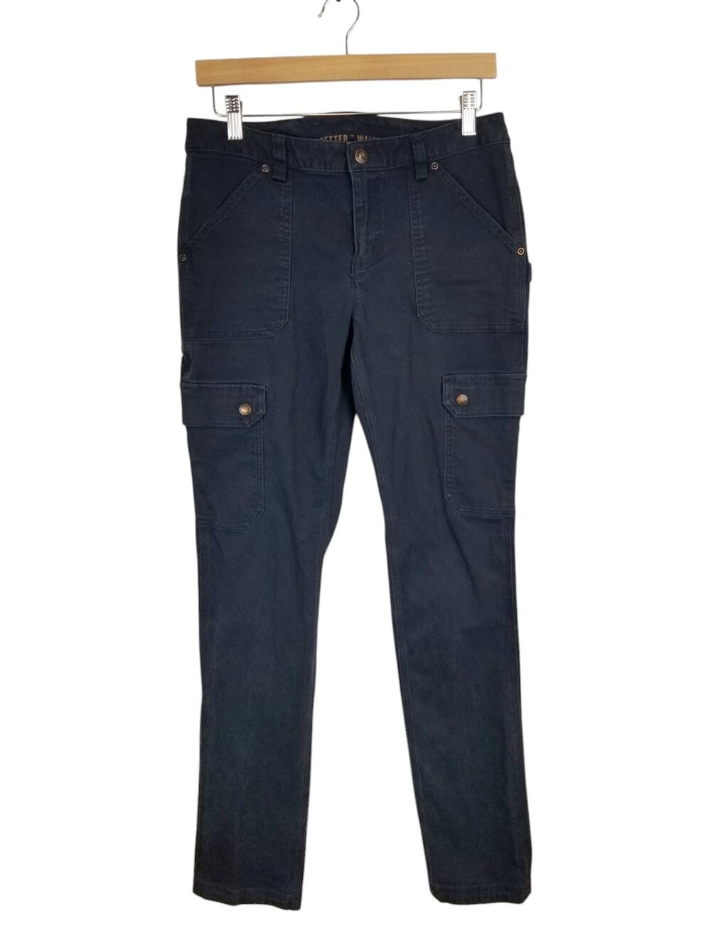 Duluth Trading Co. Navy Blue Curvesetter Waistband Stretch Twill Chino 6 Tall